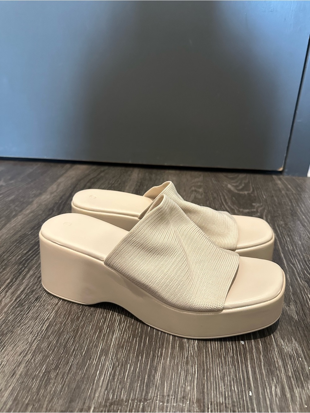 Platform Slide Sandals in Cream - Women